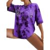 imageAvanova Women Graphic Letter Print Oversized T Shirt Short Sleeve Casual Summer Loose Fit Tee TopSkull Purple Black