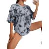 imageAvanova Women Graphic Letter Print Oversized T Shirt Short Sleeve Casual Summer Loose Fit Tee TopTie Dye Grey Light