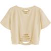 imageAvanova Women Los Angeles Graphic Distressed Oversized Crop Top Short Sleeve Ripped Boxy Loose Tee ShirtApricot