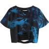 imageAvanova Women Los Angeles Graphic Distressed Oversized Crop Top Short Sleeve Ripped Boxy Loose Tee ShirtBlack Blue