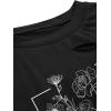 imageAvanova Women Los Angeles Graphic Distressed Oversized Crop Top Short Sleeve Ripped Boxy Loose Tee ShirtBlack Florals