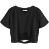 imageAvanova Women Los Angeles Graphic Distressed Oversized Crop Top Short Sleeve Ripped Boxy Loose Tee ShirtBlack a