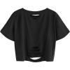 imageAvanova Women Los Angeles Graphic Distressed Oversized Crop Top Short Sleeve Ripped Boxy Loose Tee ShirtLetter Black