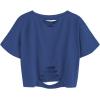 imageAvanova Women Los Angeles Graphic Distressed Oversized Crop Top Short Sleeve Ripped Boxy Loose Tee ShirtLos Blue
