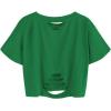 imageAvanova Women Los Angeles Graphic Distressed Oversized Crop Top Short Sleeve Ripped Boxy Loose Tee ShirtLos Green