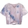 imageAvanova Women Los Angeles Graphic Distressed Oversized Crop Top Short Sleeve Ripped Boxy Loose Tee ShirtPink Blue Floral