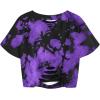 imageAvanova Women Los Angeles Graphic Distressed Oversized Crop Top Short Sleeve Ripped Boxy Loose Tee ShirtTie Dye Purple