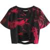 imageAvanova Women Los Angeles Graphic Distressed Oversized Crop Top Short Sleeve Ripped Boxy Loose Tee ShirtTie Dye Red
