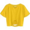 imageAvanova Women Los Angeles Graphic Distressed Oversized Crop Top Short Sleeve Ripped Boxy Loose Tee ShirtYellow
