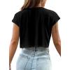 imageAvanova Women Oversized Batwing Boxy Tee Shirt Crewneck Loose Short Sleeve Crop TopBlack
