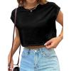 imageAvanova Women Oversized Batwing Boxy Tee Shirt Crewneck Loose Short Sleeve Crop TopBlack