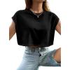imageAvanova Women Oversized Batwing Boxy Tee Shirt Crewneck Loose Short Sleeve Crop TopBlack