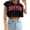 imageAvanova Women Oversized Batwing Boxy Tee Shirt Crewneck Loose Short Sleeve Crop TopBlack Boston