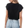 imageAvanova Women Oversized Batwing Boxy Tee Shirt Crewneck Loose Short Sleeve Crop TopBlack Boston
