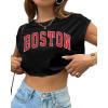 imageAvanova Women Oversized Batwing Boxy Tee Shirt Crewneck Loose Short Sleeve Crop TopBlack Boston