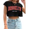 imageAvanova Women Oversized Batwing Boxy Tee Shirt Crewneck Loose Short Sleeve Crop TopBlack Brooklyn