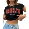 imageAvanova Women Oversized Batwing Boxy Tee Shirt Crewneck Loose Short Sleeve Crop TopBlack Brooklyn