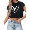 imageAvanova Women Oversized Batwing Boxy Tee Shirt Crewneck Loose Short Sleeve Crop TopBlack Heart