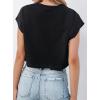 imageAvanova Women Oversized Batwing Boxy Tee Shirt Crewneck Loose Short Sleeve Crop TopBlack Heart