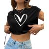 imageAvanova Women Oversized Batwing Boxy Tee Shirt Crewneck Loose Short Sleeve Crop TopBlack Heart