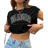 imageAvanova Women Oversized Batwing Boxy Tee Shirt Crewneck Loose Short Sleeve Crop TopBlack La