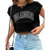 imageAvanova Women Oversized Batwing Boxy Tee Shirt Crewneck Loose Short Sleeve Crop TopBlack La