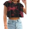 imageAvanova Women Oversized Batwing Boxy Tee Shirt Crewneck Loose Short Sleeve Crop TopBlack Red