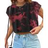 imageAvanova Women Oversized Batwing Boxy Tee Shirt Crewneck Loose Short Sleeve Crop TopBlack Red