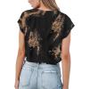imageAvanova Women Oversized Batwing Boxy Tee Shirt Crewneck Loose Short Sleeve Crop TopBrown Black
