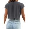 imageAvanova Women Oversized Batwing Boxy Tee Shirt Crewneck Loose Short Sleeve Crop TopDark Grey