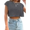 imageAvanova Women Oversized Batwing Boxy Tee Shirt Crewneck Loose Short Sleeve Crop TopDark Grey