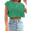 imageAvanova Women Oversized Batwing Boxy Tee Shirt Crewneck Loose Short Sleeve Crop TopGreen