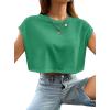 imageAvanova Women Oversized Batwing Boxy Tee Shirt Crewneck Loose Short Sleeve Crop TopGreen