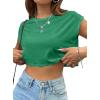 imageAvanova Women Oversized Batwing Boxy Tee Shirt Crewneck Loose Short Sleeve Crop TopGreen