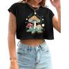 imageAvanova Women Oversized Batwing Boxy Tee Shirt Crewneck Loose Short Sleeve Crop TopMushroom Black