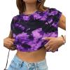 imageAvanova Women Oversized Batwing Boxy Tee Shirt Crewneck Loose Short Sleeve Crop TopPurple Black
