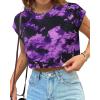 imageAvanova Women Oversized Batwing Boxy Tee Shirt Crewneck Loose Short Sleeve Crop TopPurple Black