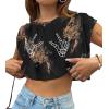 imageAvanova Women Oversized Batwing Boxy Tee Shirt Crewneck Loose Short Sleeve Crop TopSkull Brown Black