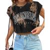 imageAvanova Women Oversized Batwing Boxy Tee Shirt Crewneck Loose Short Sleeve Crop TopTie Dye Brown