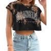 imageAvanova Women Oversized Batwing Boxy Tee Shirt Crewneck Loose Short Sleeve Crop TopTie Dye Brown
