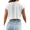 imageAvanova Women Oversized Batwing Boxy Tee Shirt Crewneck Loose Short Sleeve Crop TopWhite