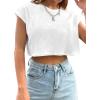 imageAvanova Women Oversized Batwing Boxy Tee Shirt Crewneck Loose Short Sleeve Crop TopWhite