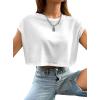imageAvanova Women Oversized Batwing Boxy Tee Shirt Crewneck Loose Short Sleeve Crop TopWhite