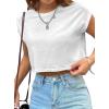 imageAvanova Women Oversized Batwing Boxy Tee Shirt Crewneck Loose Short Sleeve Crop TopWhite