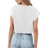 imageAvanova Women Oversized Batwing Boxy Tee Shirt Crewneck Loose Short Sleeve Crop TopWhite Usa