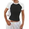 imageAvanova Women Raglan Colorblock Baby Tee Shirt Short Sleeve Summer Casual TopsBlack