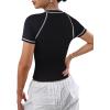 imageAvanova Women Raglan Colorblock Baby Tee Shirt Short Sleeve Summer Casual TopsBlack Girl