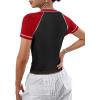 imageAvanova Women Raglan Colorblock Baby Tee Shirt Short Sleeve Summer Casual TopsBlack Red