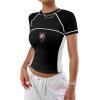 imageAvanova Women Raglan Colorblock Baby Tee Shirt Short Sleeve Summer Casual TopsBlack Spider