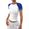 imageAvanova Women Raglan Colorblock Baby Tee Shirt Short Sleeve Summer Casual TopsBlue